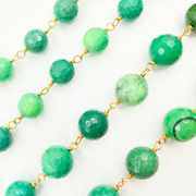 Chrysoprase Round Shape Gold Plated Wire Chain.